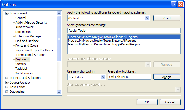 Visual Studio macro setup screen shot