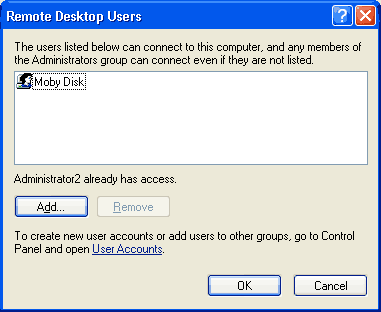 Screen shot showing remote desktop screen