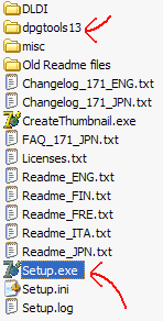 Moonshell dirtory showing setup.exe and dpgtools13