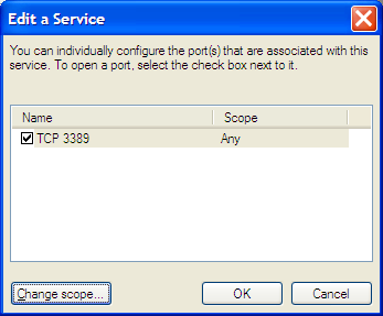 Windows Firewall TCP port screen shot